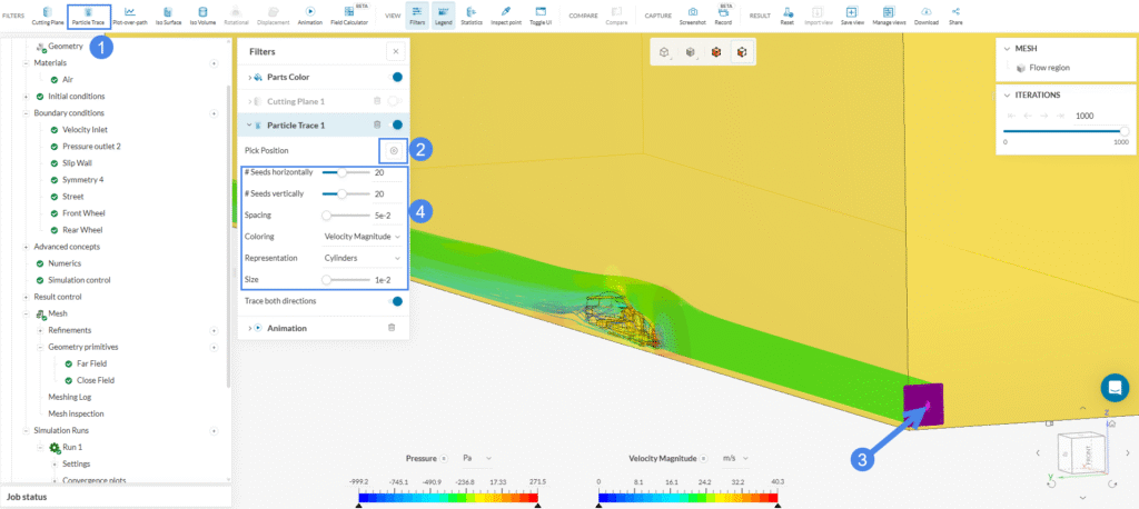 setting up the particle traces