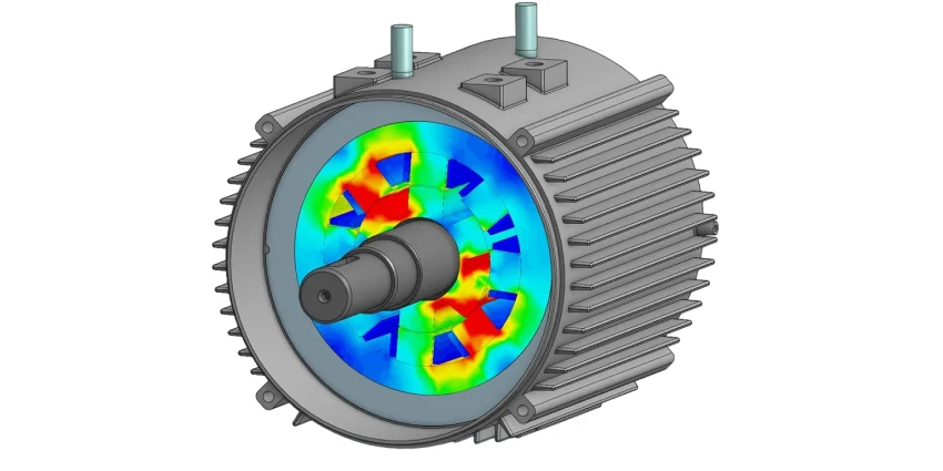 Electromagnetic simulation of an electric motor