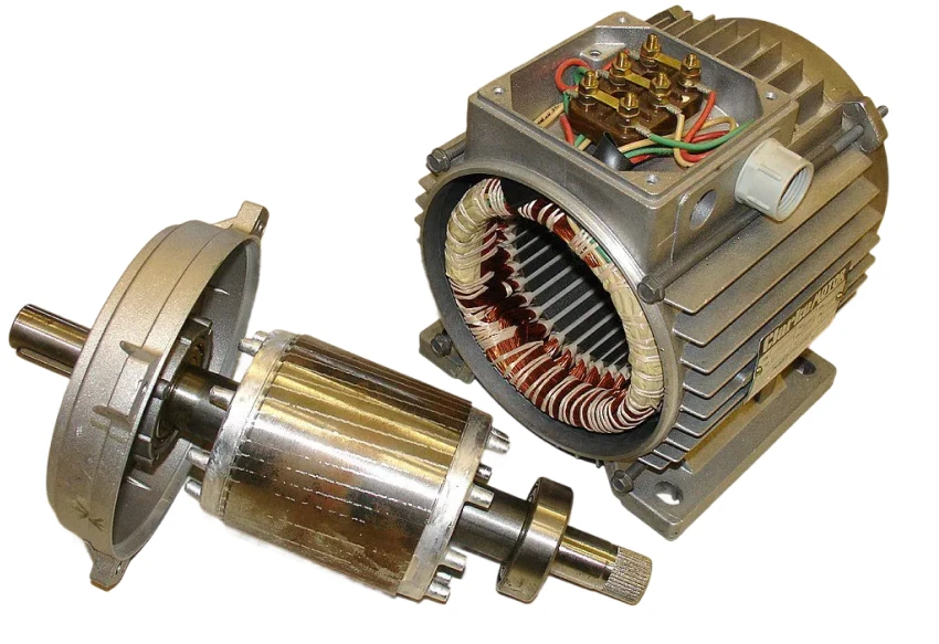 Stator and rotor of a three-phase induction motor