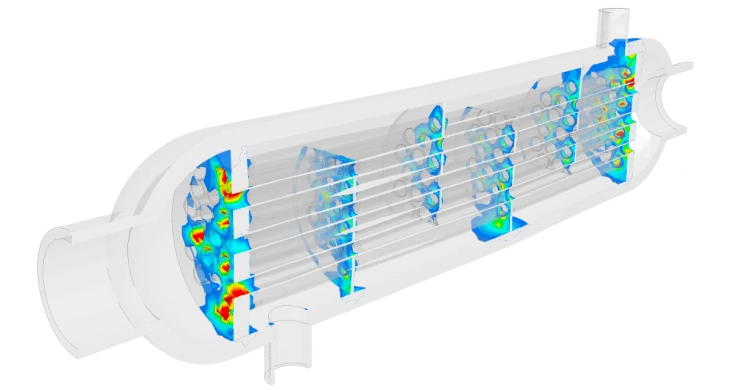 simulation to test the structural integrity of a heat exchanger vessel