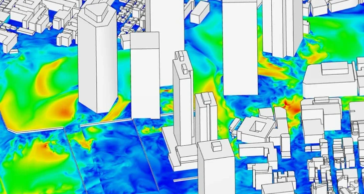 Urban microclimate simulation — combined wind flow and thermal comfort analysis for city development