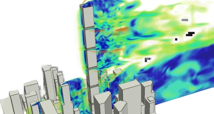 Wind load pressure distribution on a building facade from CFD simulation in SimScale