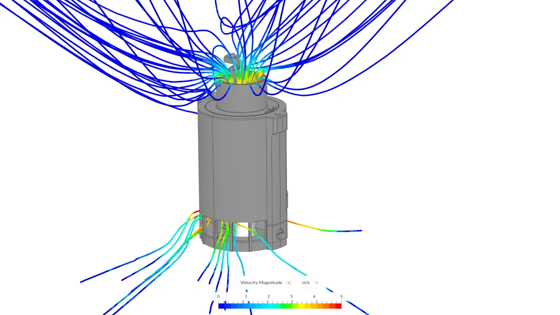 Biogents fruit fly trap with the fan running and butterfly valve open