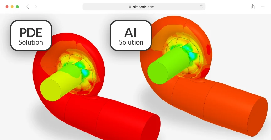 Physics AI in action showing PDE and AI solution comparison