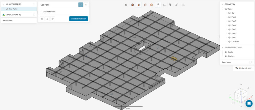 car park tutorial cad model ready modifications clean-up simscale cfd
