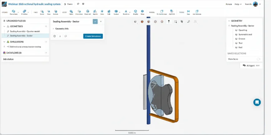 1-degree sector geometry uploaded in SimScale workspace