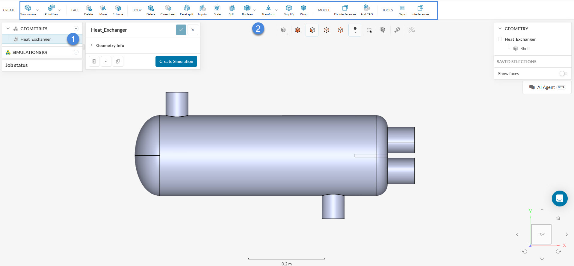 cad environment internal flow region external flow region cad clean up