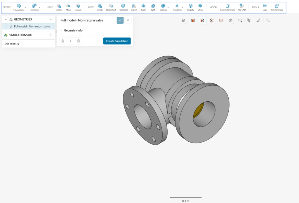 cad editing operations valve cfd