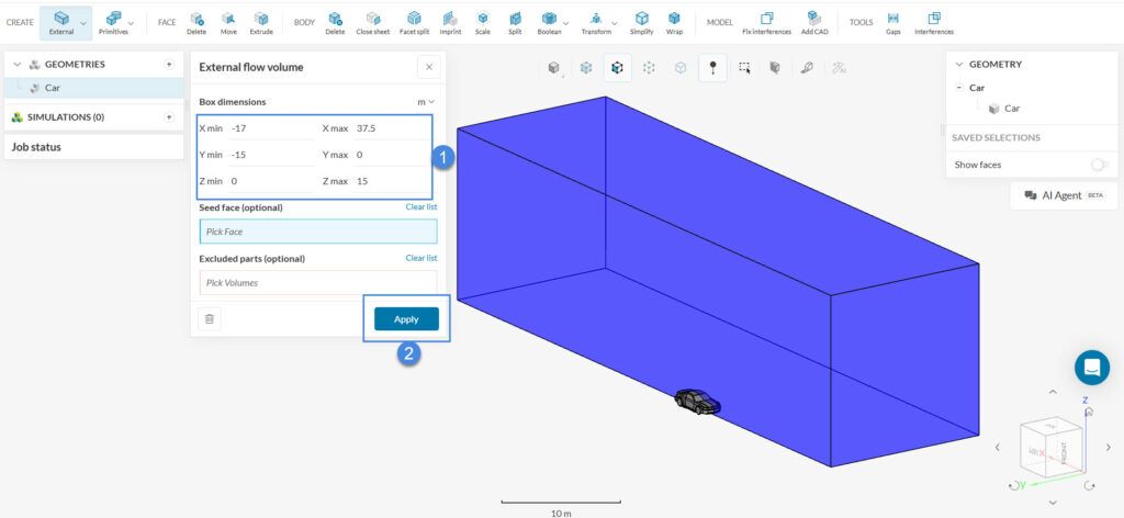 aerodynamic flow _ 42 Flow Region Dimensions