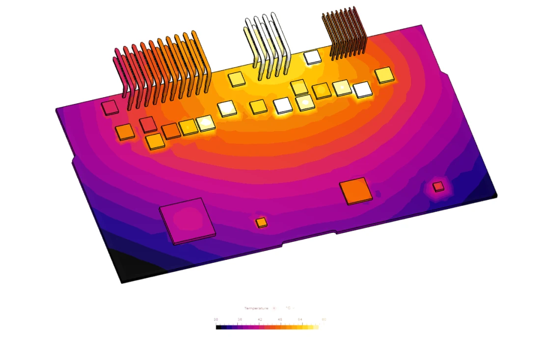 Chip and board temperatures, with metal plate