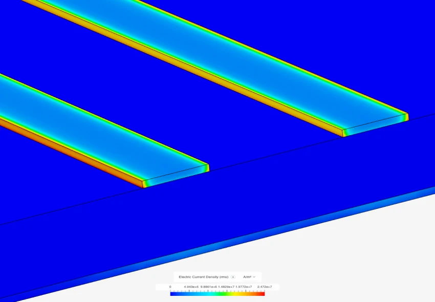 Electric current density simulation close up