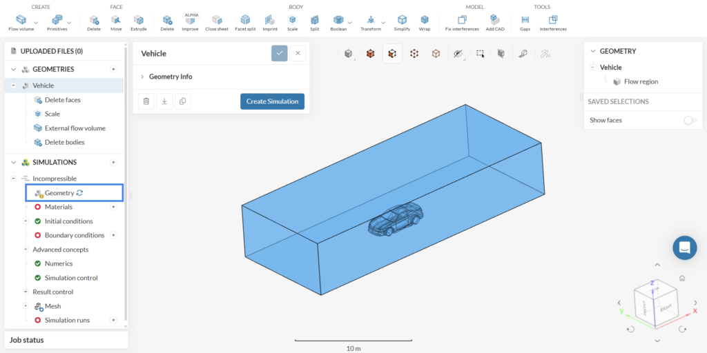 Changes detected in the simulation Geometry 