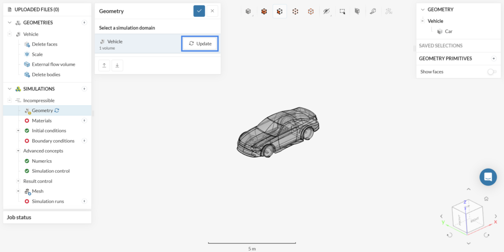 Update the CAD model in the simulation