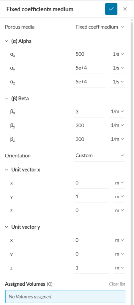 directional fixed coefficients porous media