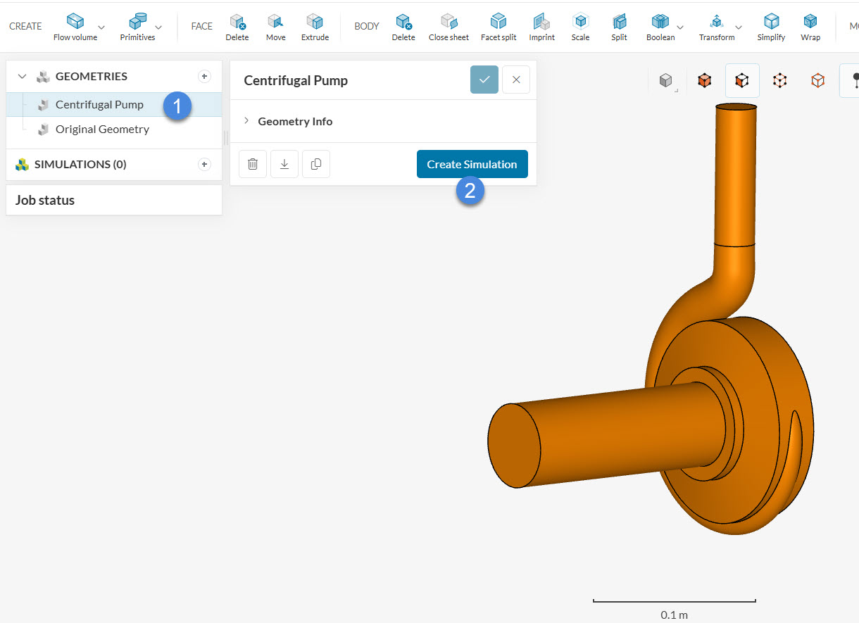 creating a new simulation for a water pump