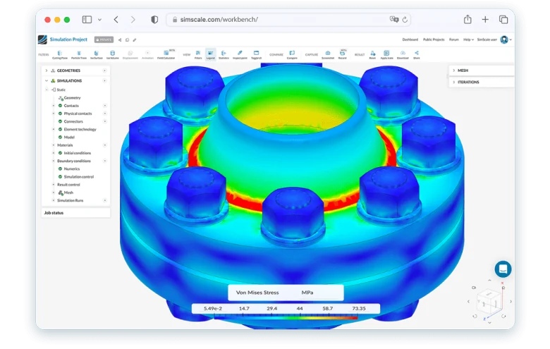 SimScale cloud based structural analysis and simulation software demonstration