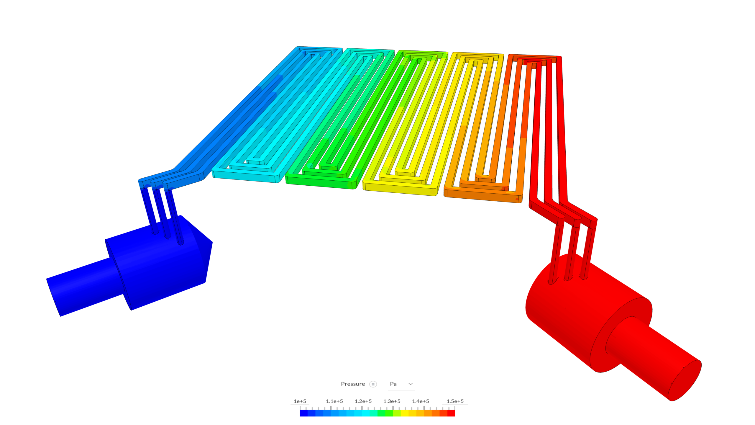CFD simulation predicting pressure drop in a reference cell geometry. 