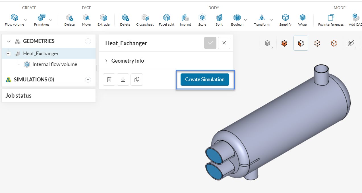 Creating simulation after geoemtry is prepared