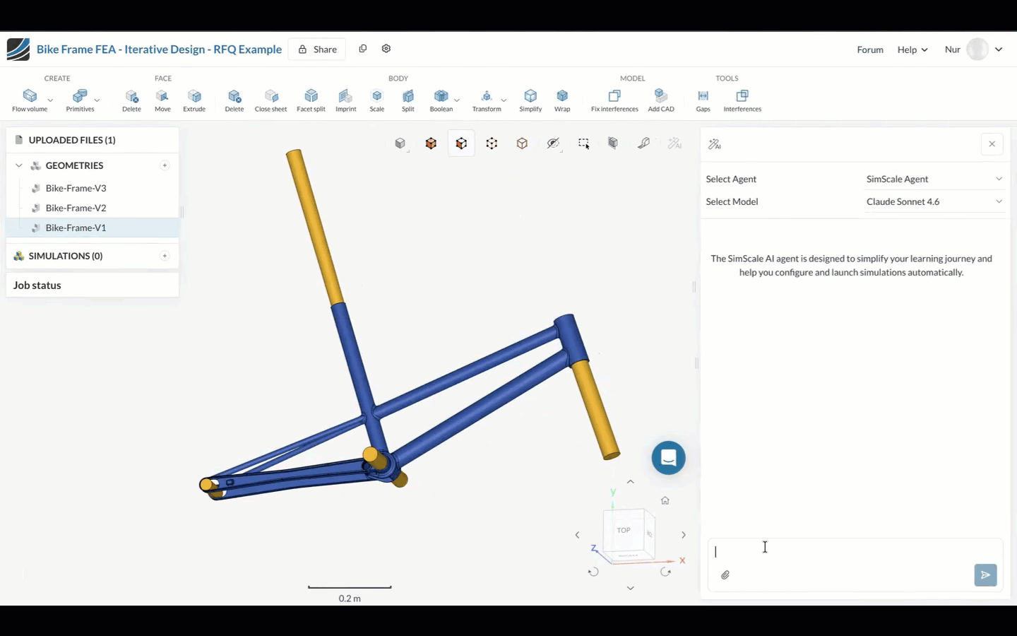 Uploading a file to an Engineering AI chat in SimScale