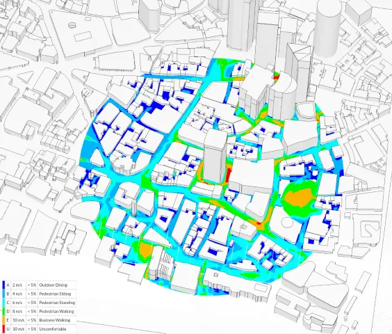 Pedestrian wind comfort analysis - wind analsysi
