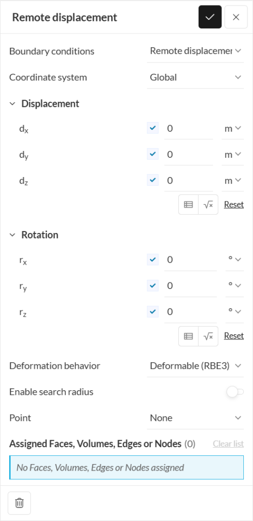 remote displacement boundary condition definition in simscale
