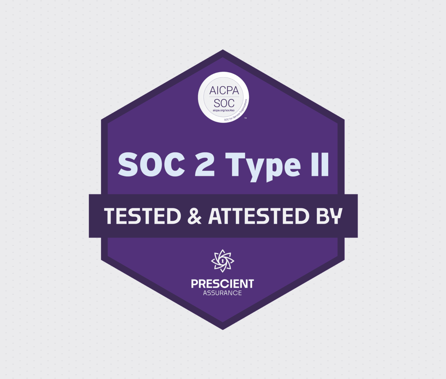 SOC 2 Type II tested and attested by Prescient Assurance