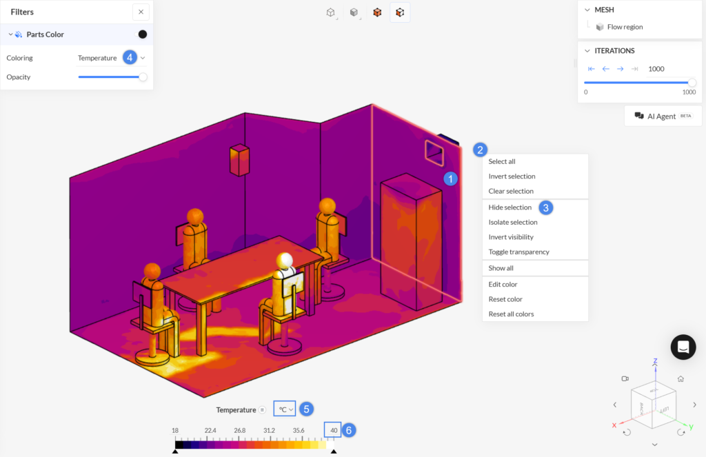 temperature distribution in a meeting room