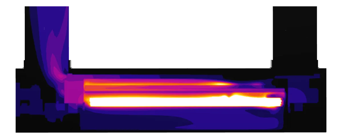 Conjugate heat transfer simulation of an air-cooled emitter