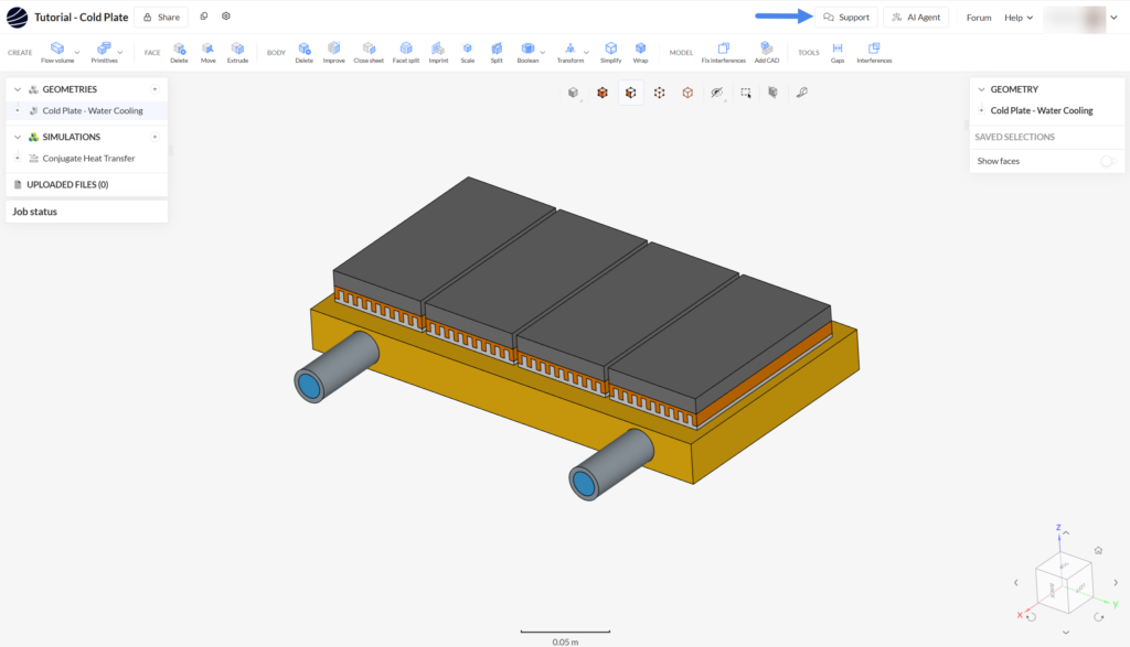 where support chat box is in simscale workbench