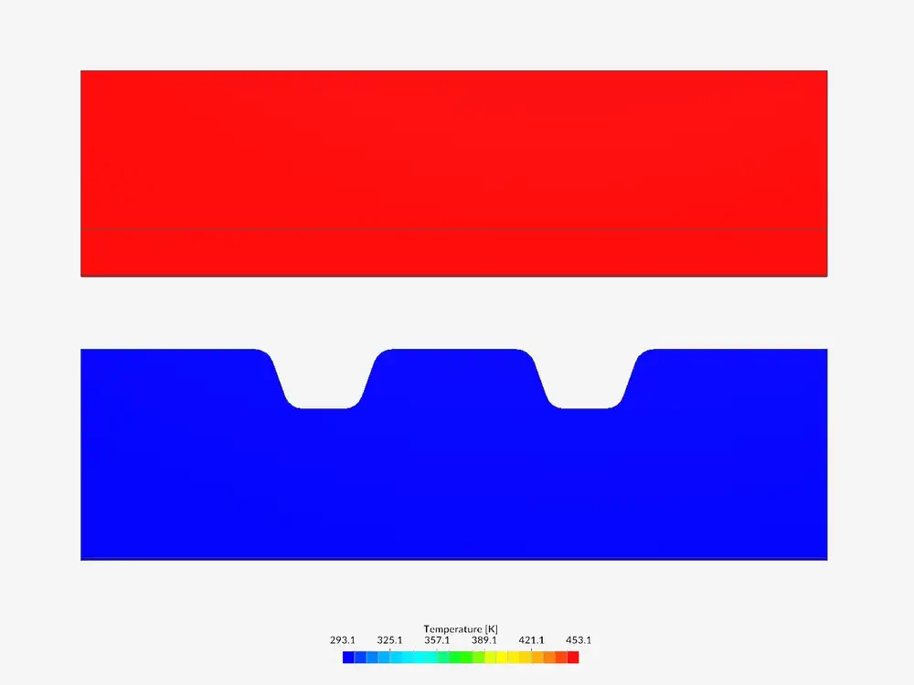 Vacuum forming simulation with temperature-dependent material properties