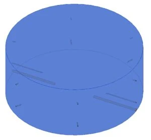 CAD image of the reactor tank showing nozzles and pipes