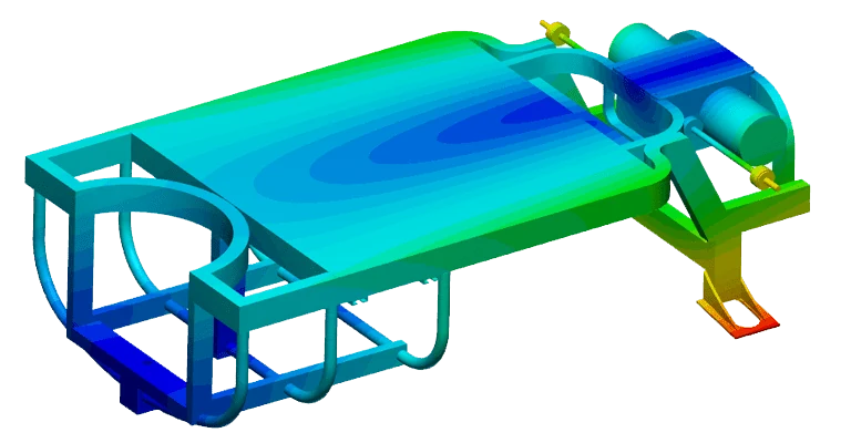Second natural mode: radial expansion, FEA of a spindle by Carbomech with SimScale
