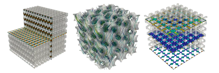 Velocity contours on the different breast implant geometries simulated
