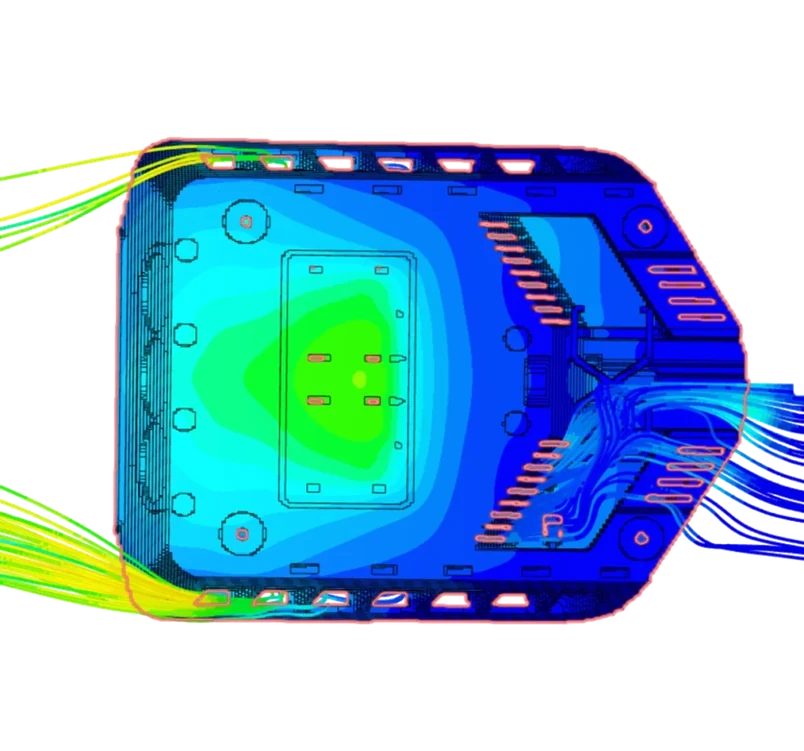 Exterior view of the Easee Charging robot showing CFD IBM solver conjugate heat transfer results