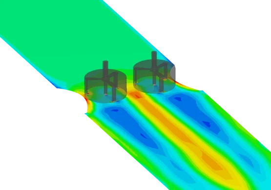 Flow simulation around an Emrgy vertical axis turbine