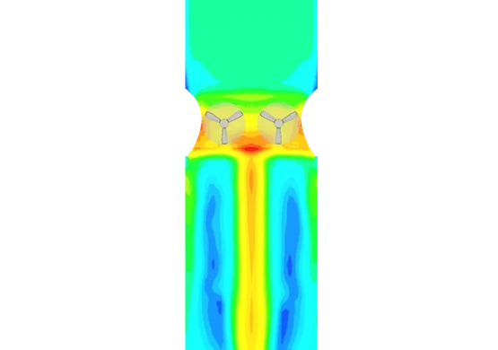 Flow simulation around an Emrgy vertical axis turbine