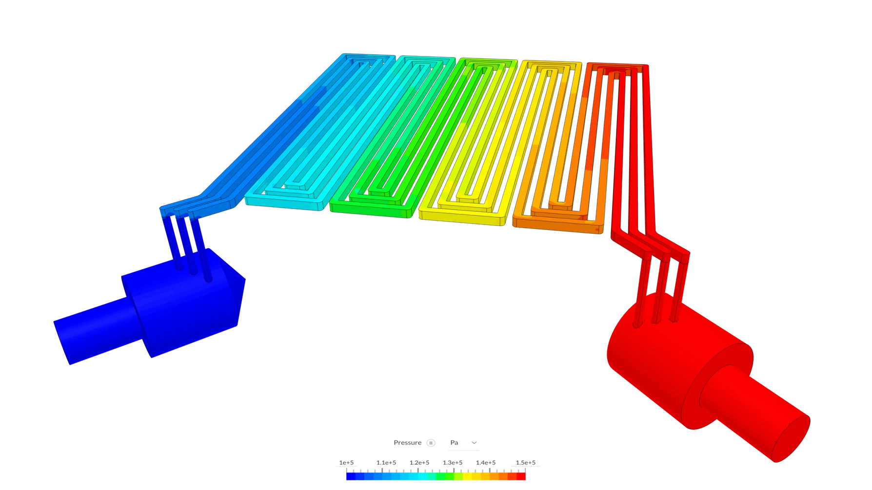 CFD simulation predicting pressure drop in a reference cell geometry.