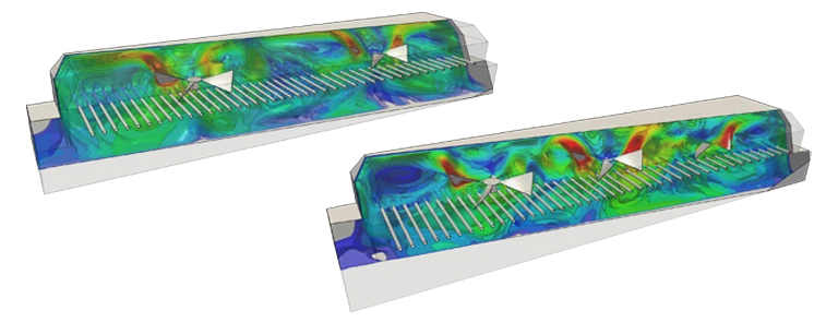 CFD analysis of furnace with two fans compared to three fans