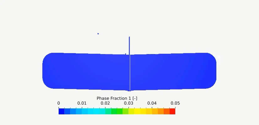 Simulation of tank unloading, with visible Nitrogen gas entrainment and bubble formation
