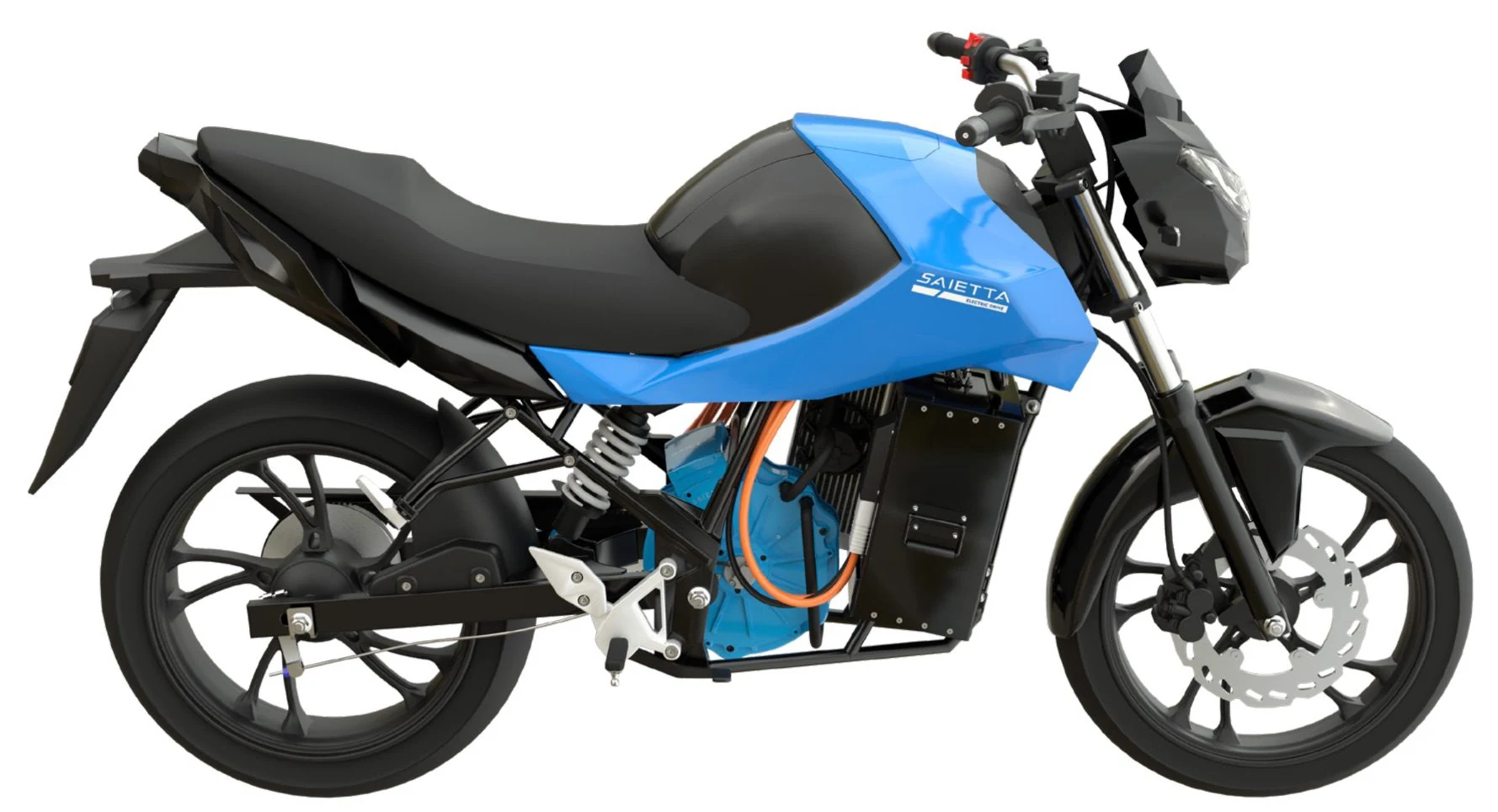black and blue saietta e-bike