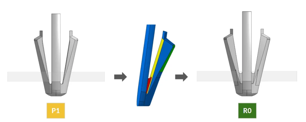 iterated design where the rib (red) absorbs much of the forces