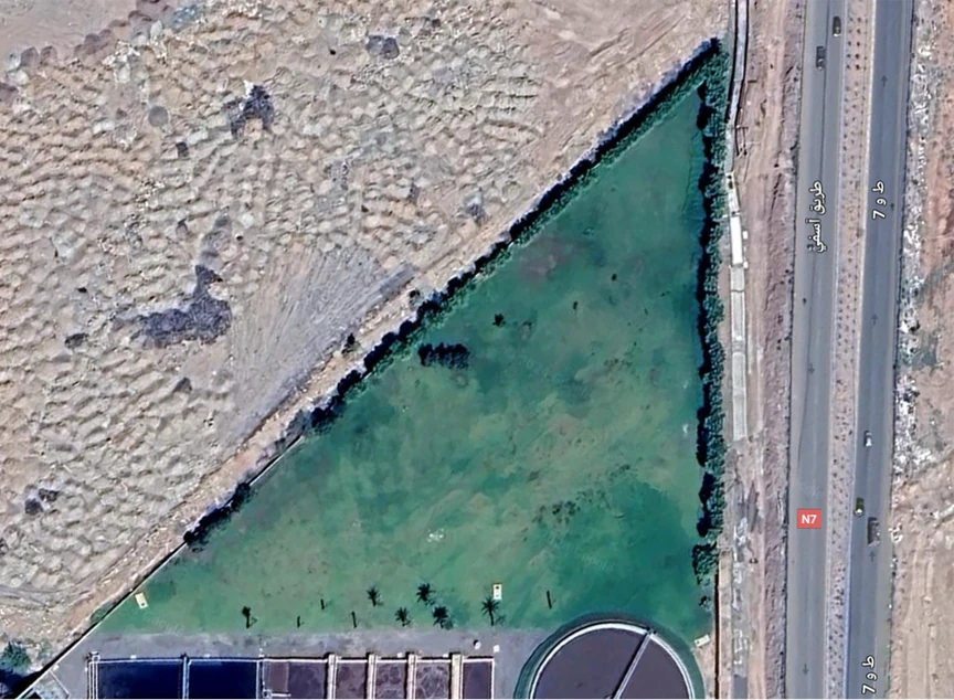 satellite view of a wastewater treatment plant