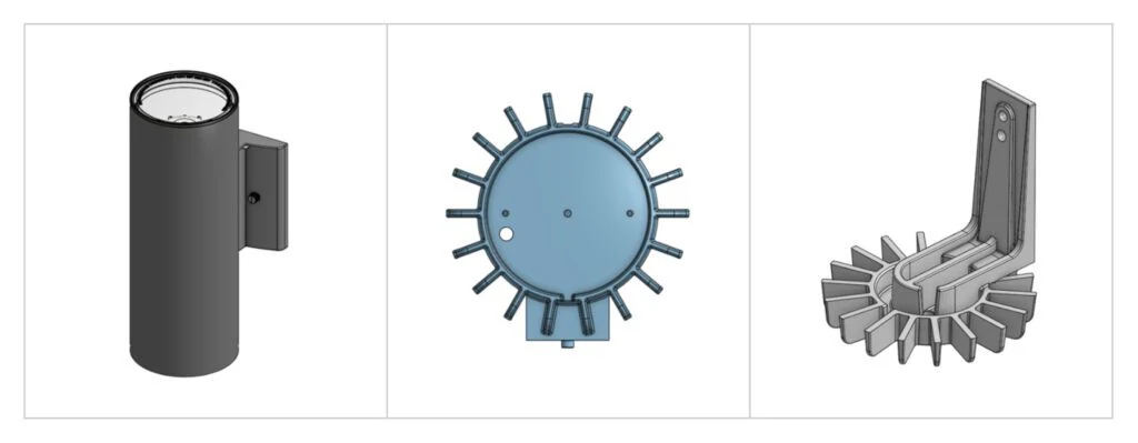 led wall fixture components and aluminum heat sink