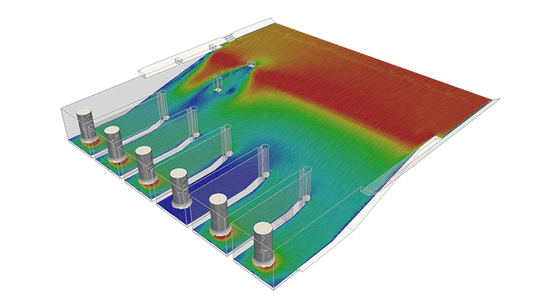 Flow velocity profile with steamline representation CFD lif irrigation