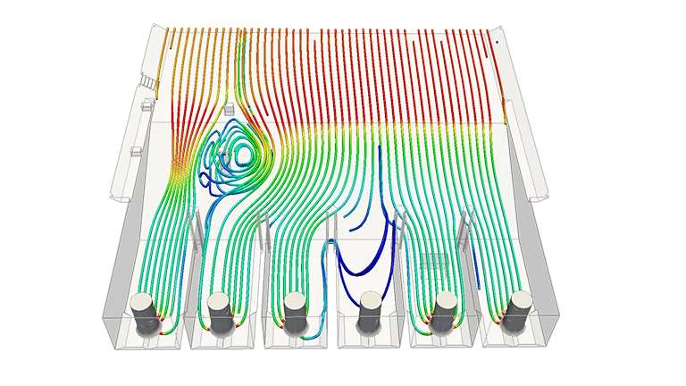 Flow velocity streamlines