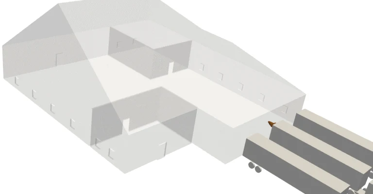 Animation created using CFD analysis of flow in the warehouse