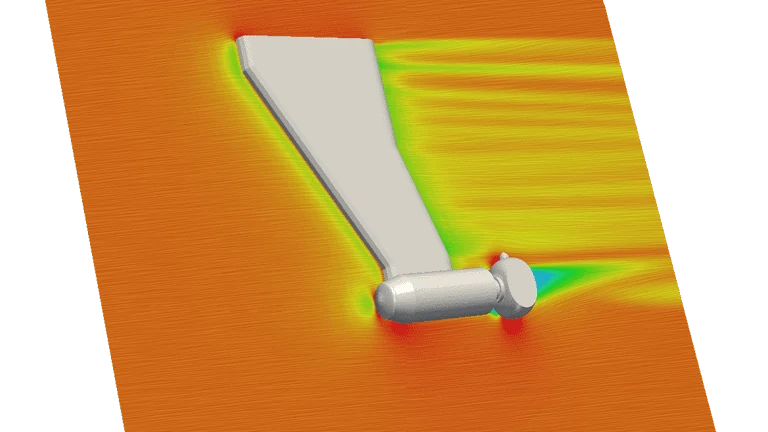velocity profile around the turbine leg in the operating position with flow patterns