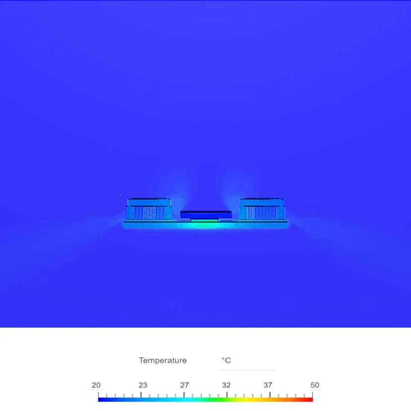 simulation of temperature distribution around the heat sink with fans