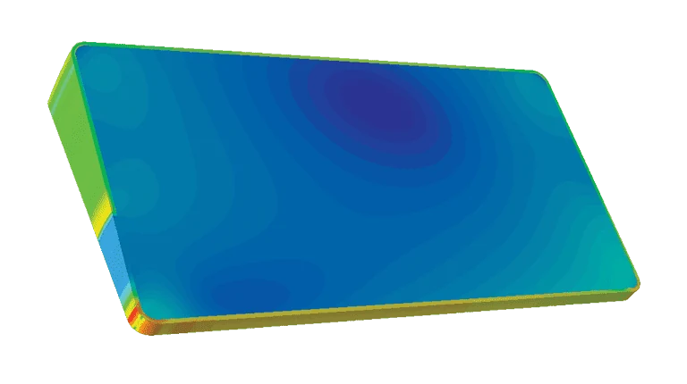von Mises stress distribution of simulated float assembly