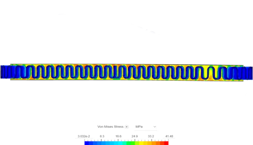 FEA analysis in SimScale on the conveyor belt designed by Vale (side view)